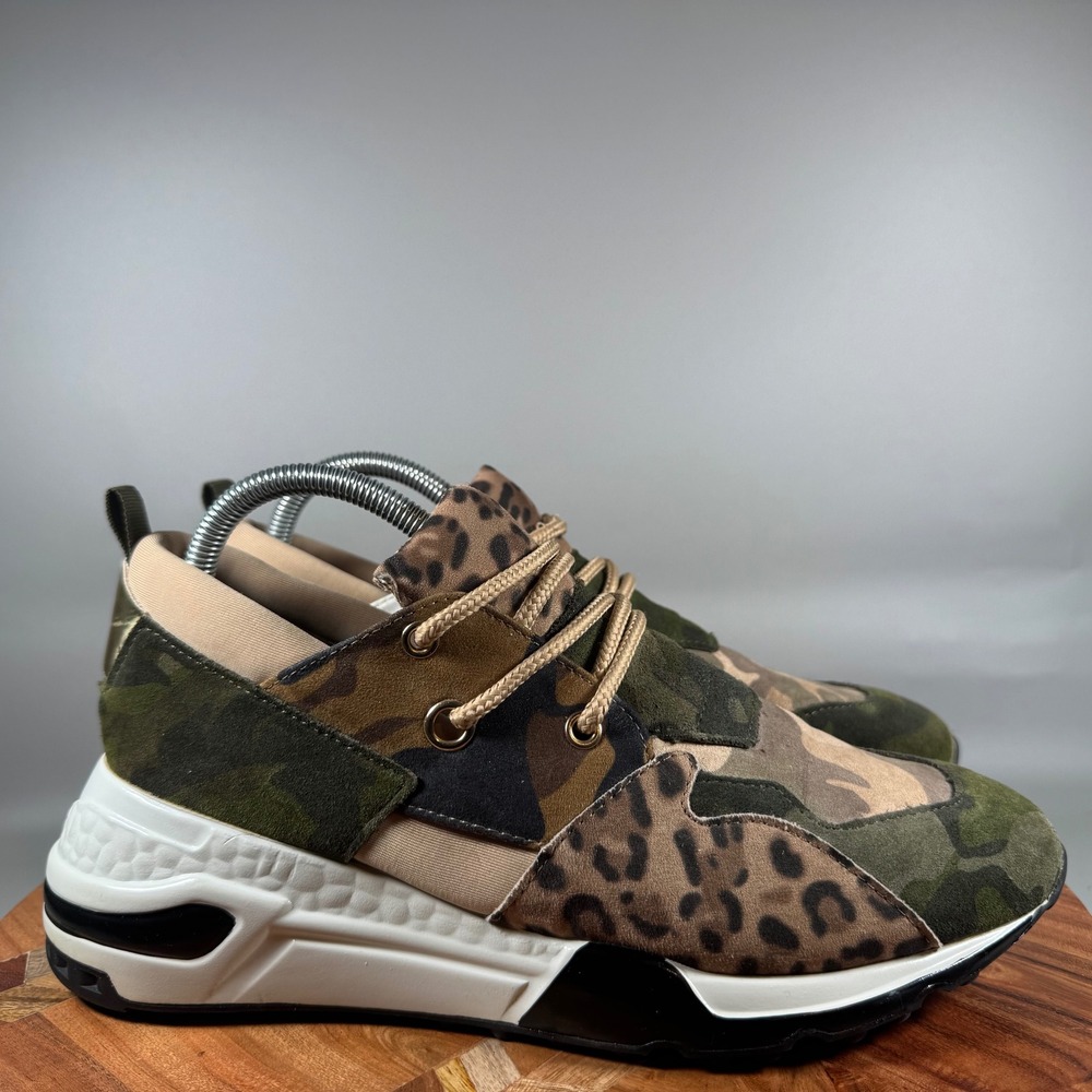Steve Madden Cliff Women 10M Camo Leopard Mixed Print Platform Sneaker CLIF02S1